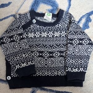 Navy and White Patterned Kids Crewneck Sweater